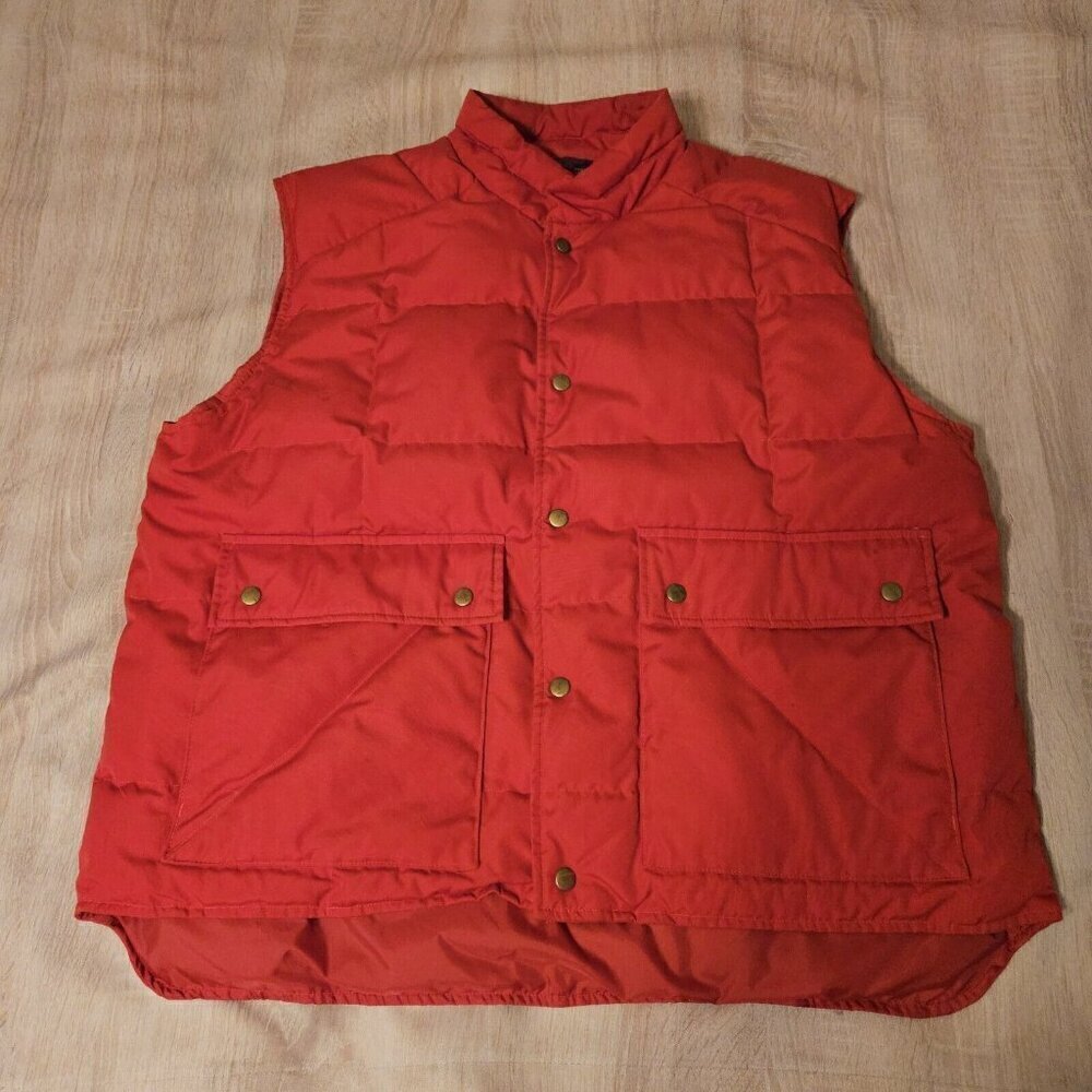 Vtg Black Sheep Inc. Down Puffer Snap & Zipper Vest Mens Size XL 46 Red